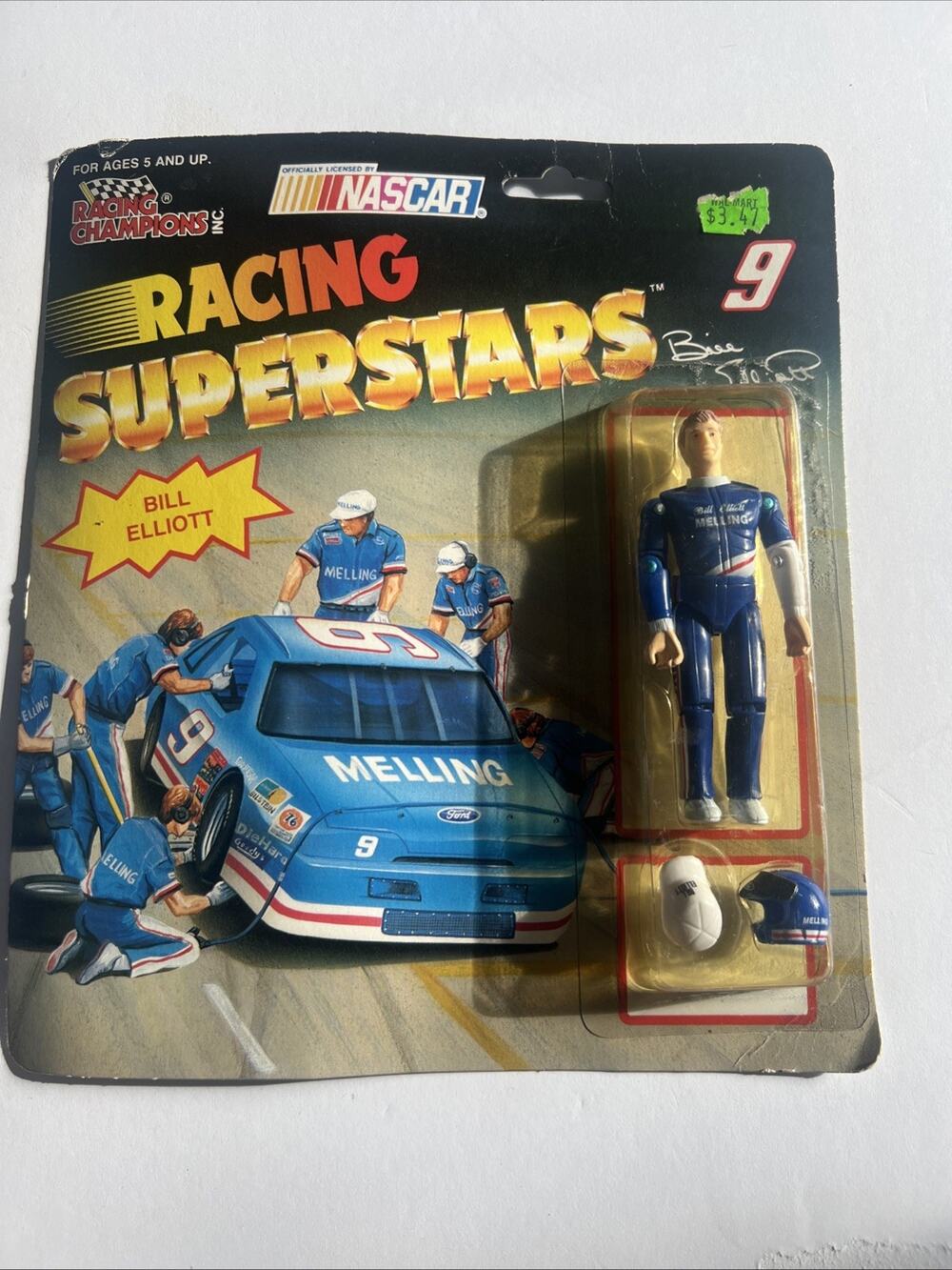 Vtg NOS Racing Champions Racing Superstars #9 Bill Elliott action figure S-68